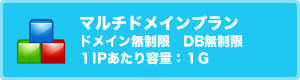 マルチドメインプラン　ドメイン無制限　DB無制限　１IPあたり容量：１G